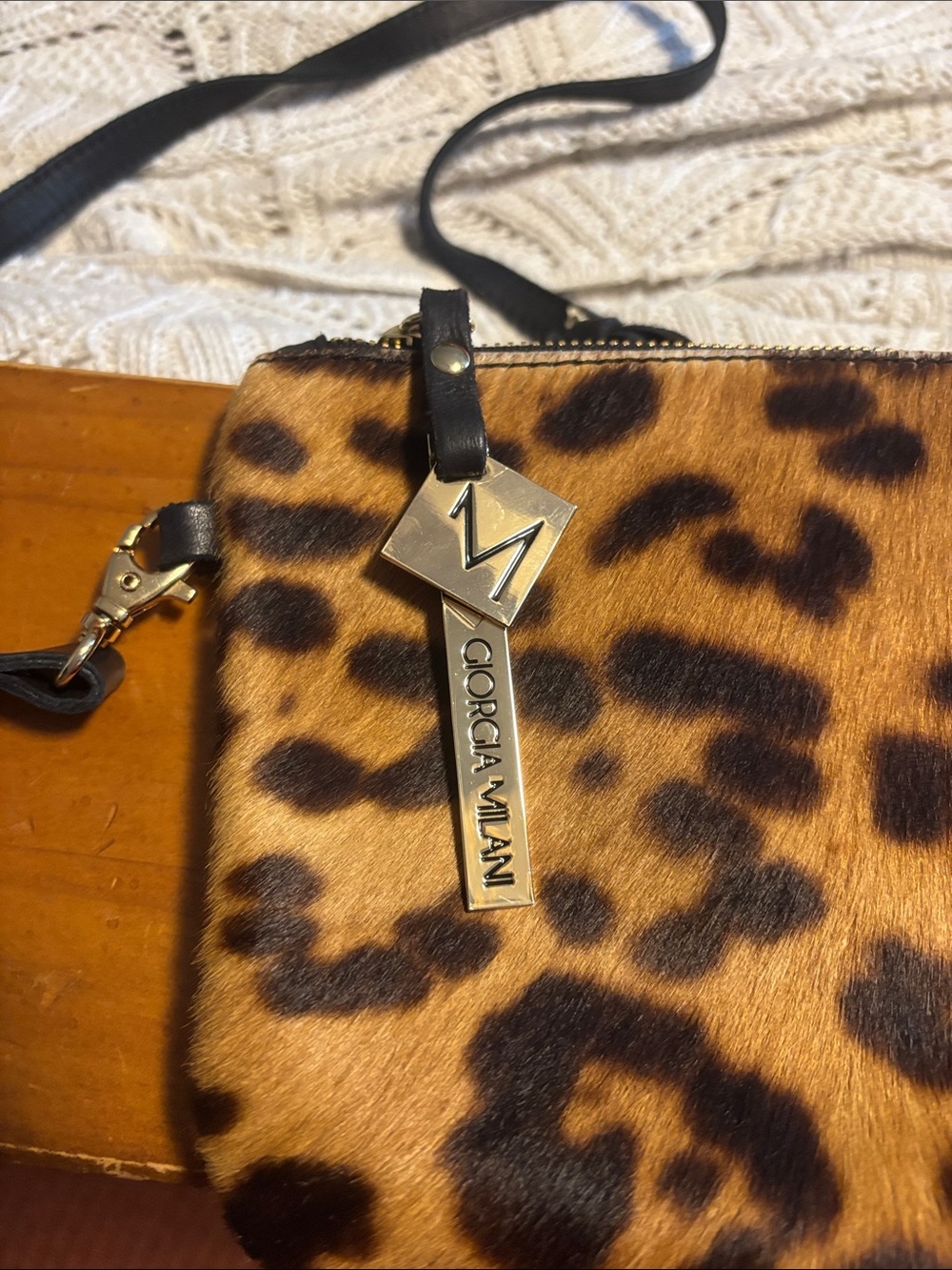 Leopard Print Crossbody Bag in Brown and Black - Picture 2 of 7